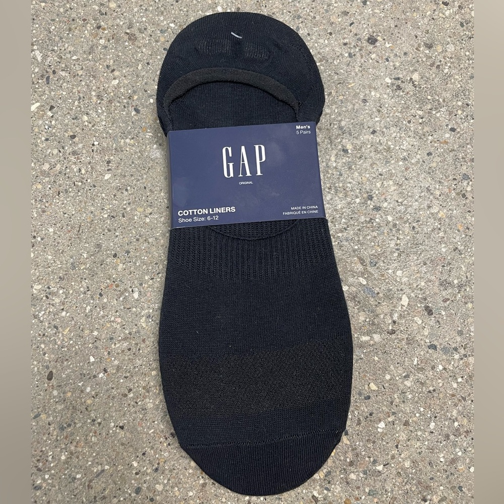 NWT 5 Pairs Gap No Show Shoe Liner Socks men’s size 6-12 black